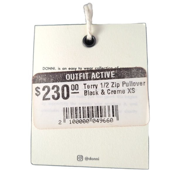 DONNI - Terry Half-Zip Pullover Black and Cream XSmall - Picture 9 of 14
